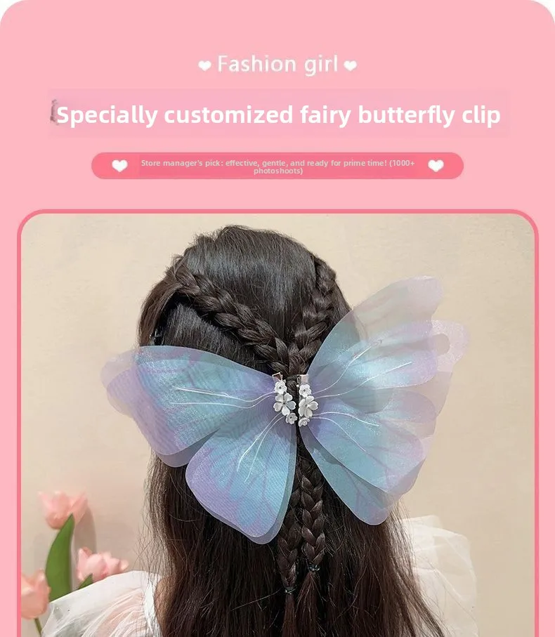 Mariposa de tul 3D en pinza para el cabello