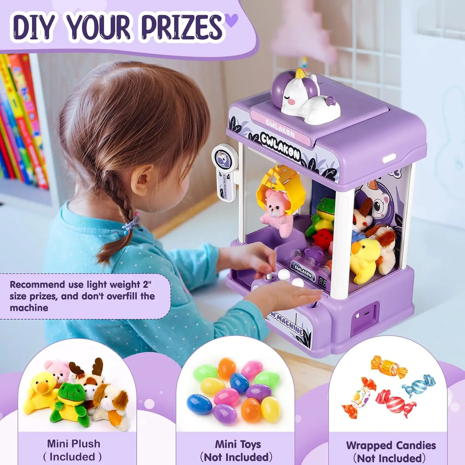 Máquina de garra infantil con mini expendedor de unicornios sonoro - imagen 4