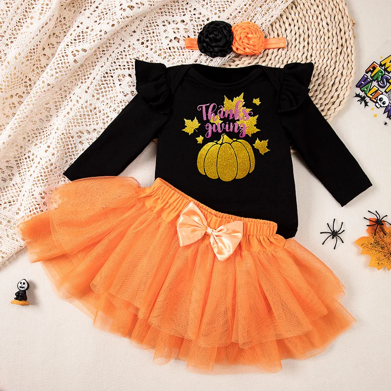 Conjunto de otoño para bebé niña: mono con lazo y diadema - imagen 5
