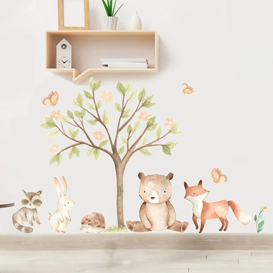 Pegatinas infantiles de animales acuarela removibles para pared - imagen 5