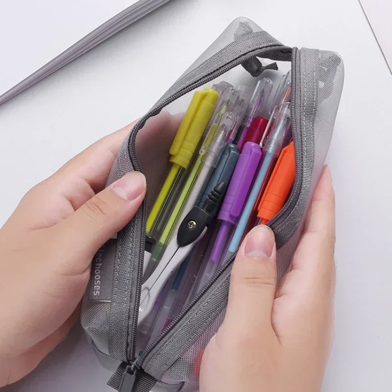 Estuche escolar transparente de nylon para lápices unisex - imagen 3