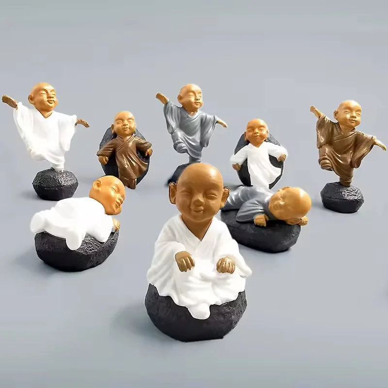 Figura decorativa monje Kong Fu - Resina para jardín de hadas - imagen 3
