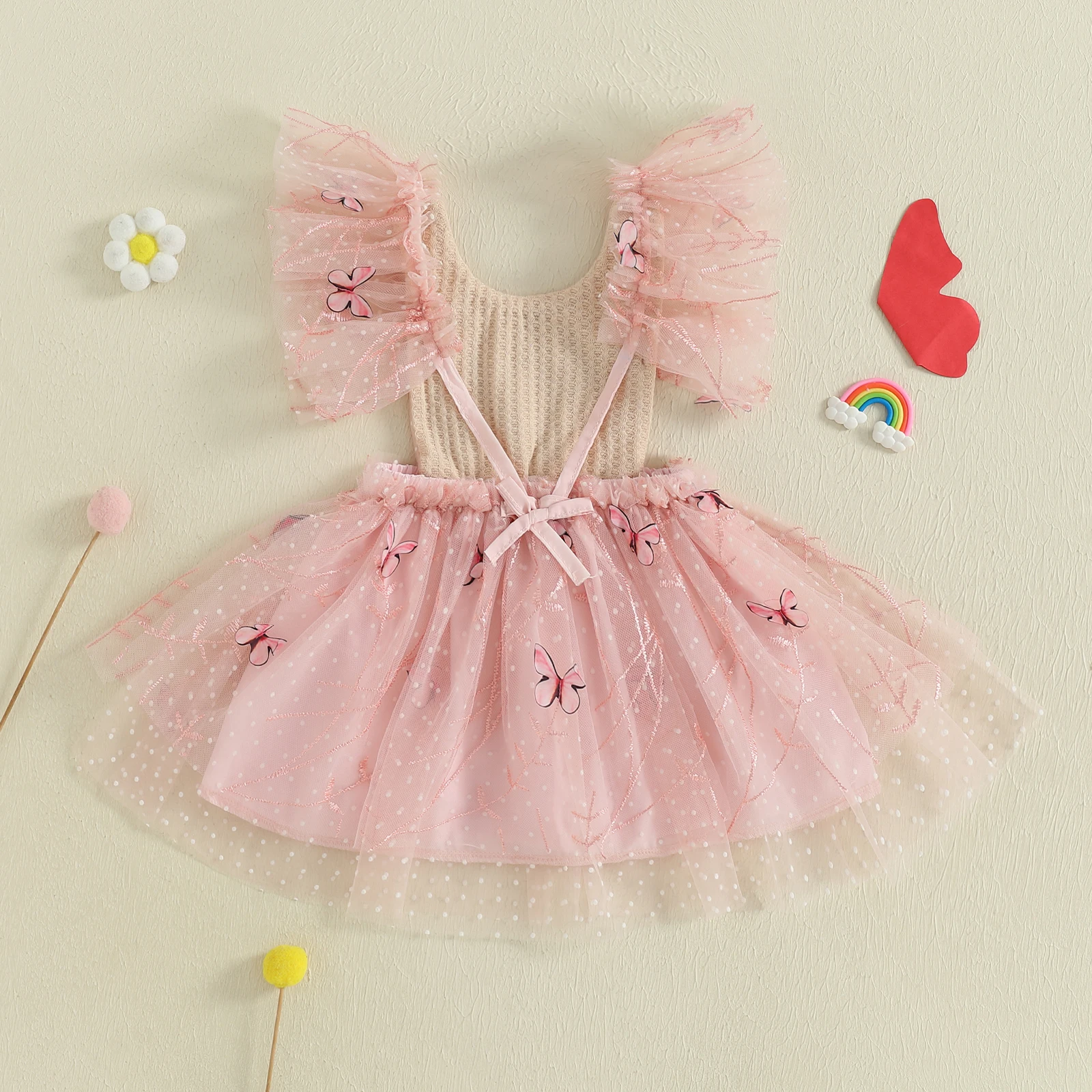 Tregren vestido princesa de tul con mariposas para niña en verano - imagen 3