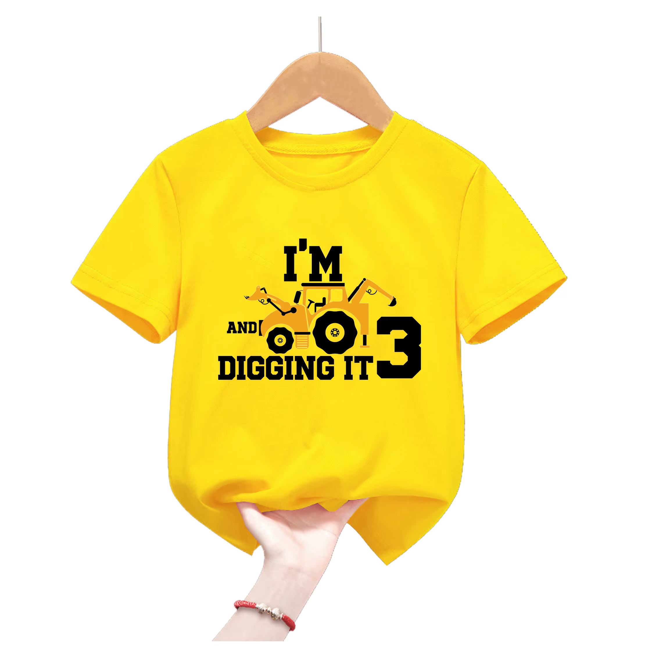 Camiseta excavadora algodón para niño – Regalo cumpleaños rosa - imagen 4