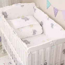 Set ropa de cama con elefante para cuna de bebé – 6 piezas