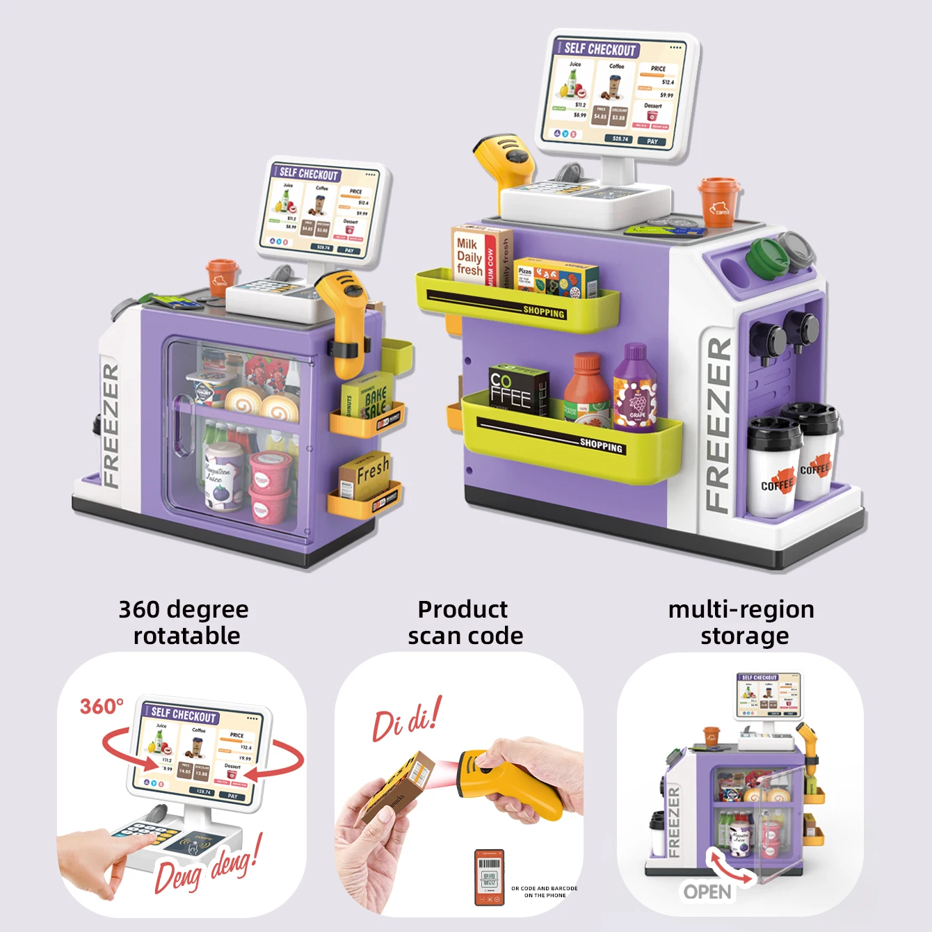 Casa de juegos supermercado con caja registradora y accesorios - imagen 3
