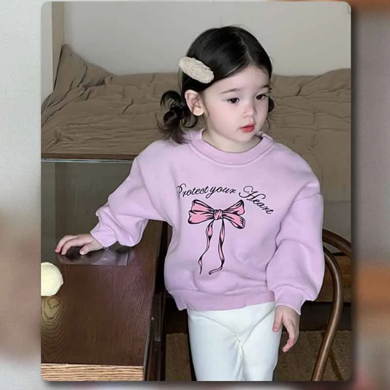 Sudadera acolchada infantil con pajarita para niña, térmica suave