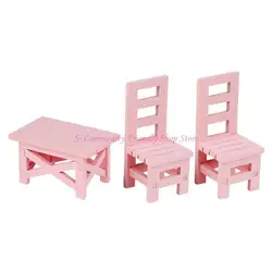 Comedor moderno para casas de muñecas con sillas de madera