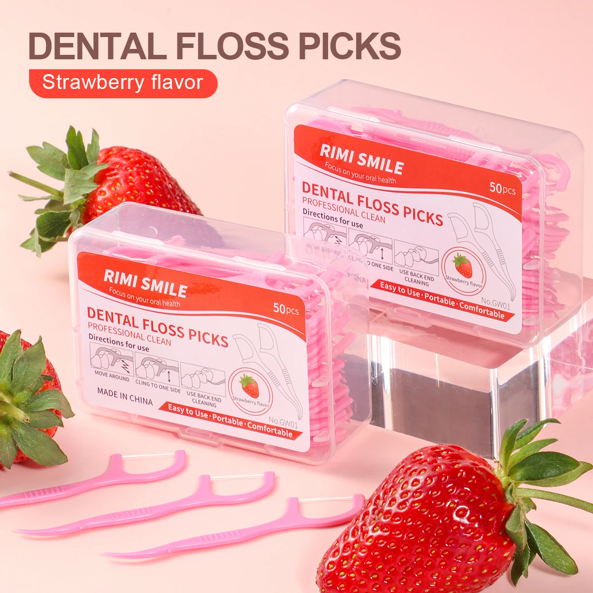 Hilo dental infantil sabor fresa