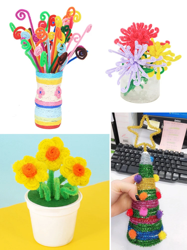 Barras giratorias de chenilla coloridas para manualidades