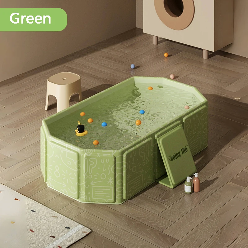 Bañera plegable gruesa portátil para niños – Verde y blanco - imagen 4