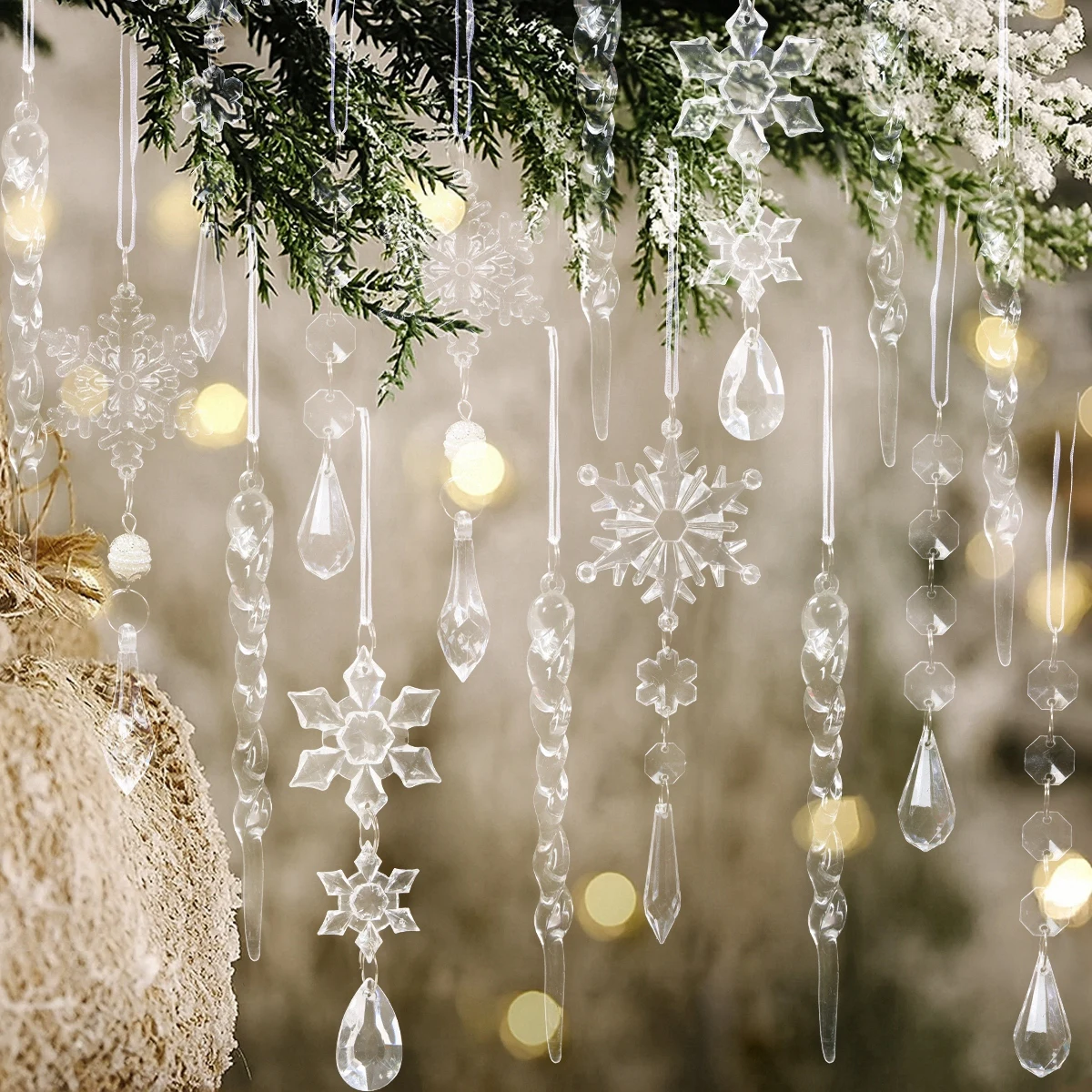 Colgantes de copos de nieve para árbol de Navidad de cristal - imagen 3