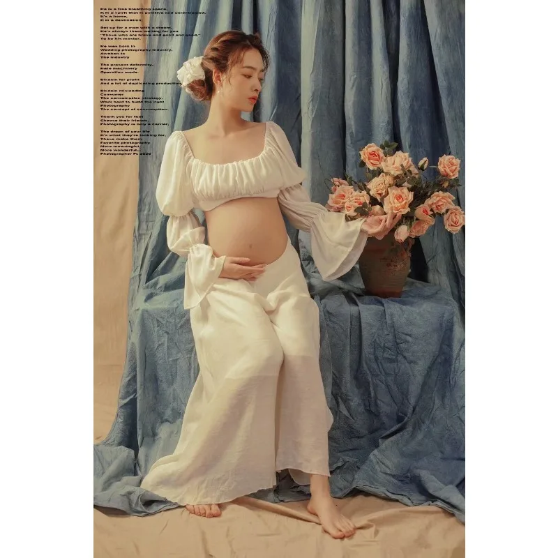 Vestido de maternidad vintage largo maxi suave para sesiones de fotos