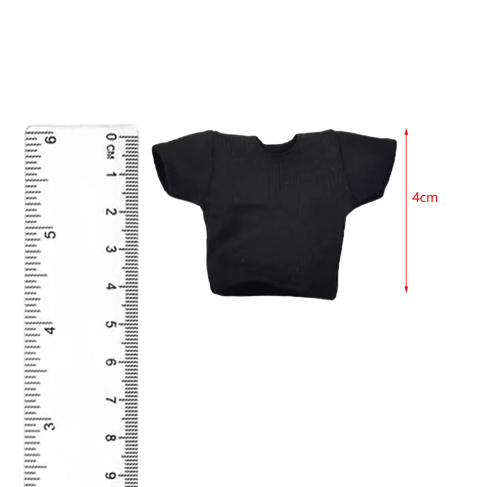 Detalle del tejido y costuras de la camiseta en miniatura