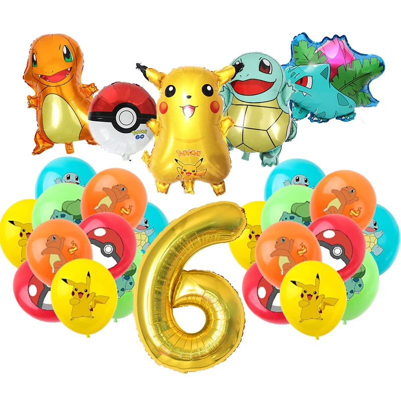 Decoración cumpleaños infantil Pokémon con globos Pikachu relámpago