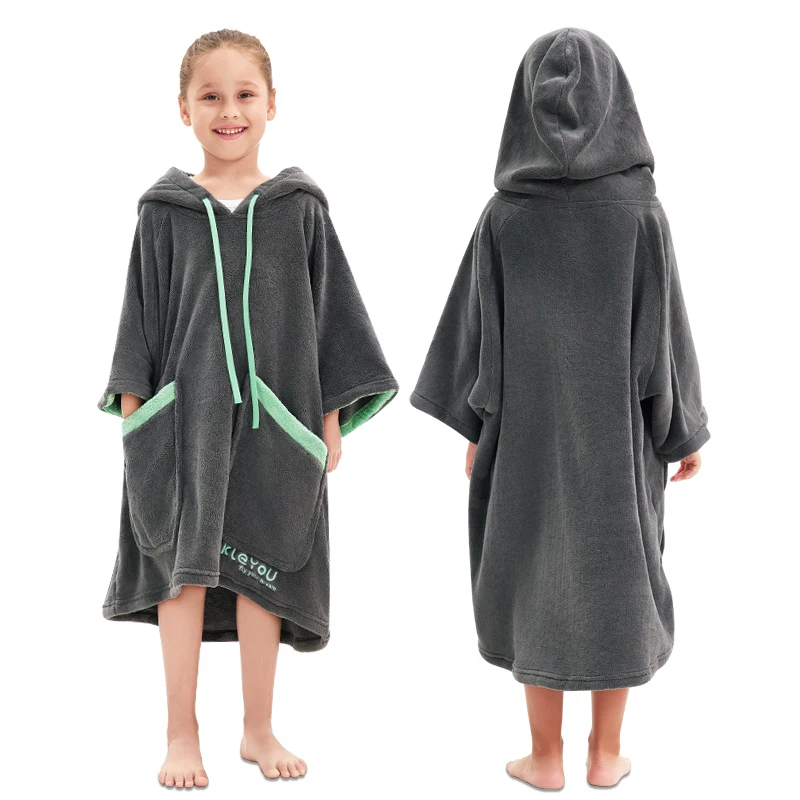 Poncho toalla con capucha absorbente para niños y niñas de playa