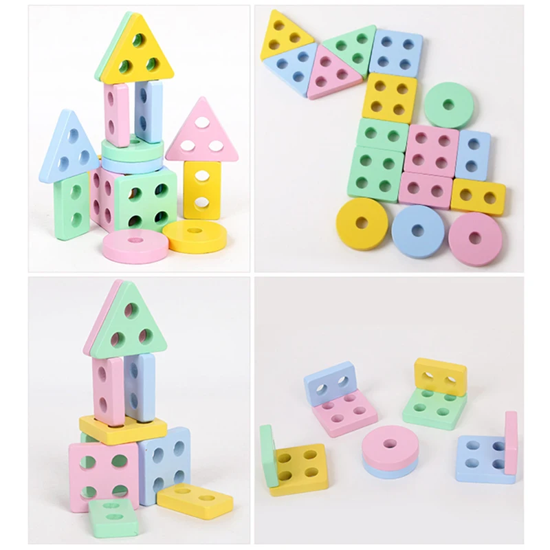 Bloques Montessori de formas geométricas apilables - imagen 4