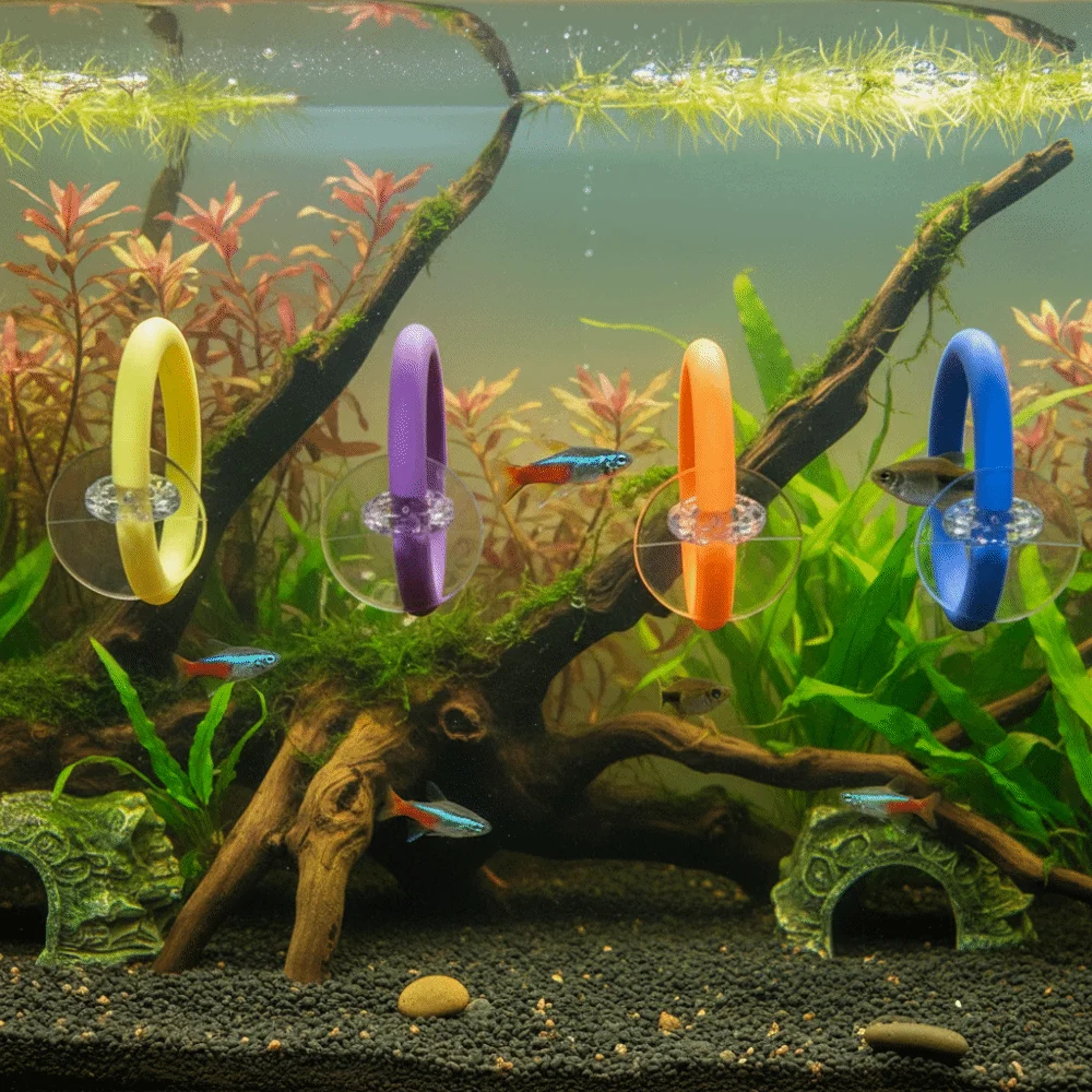 Juguetes para acuario con ventosa en anillo entrenador para peces - imagen 3