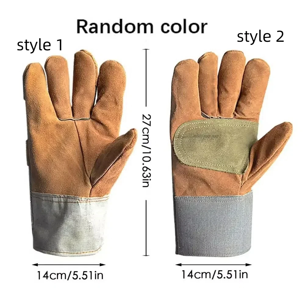 Guantes de trabajo de cuero en uso