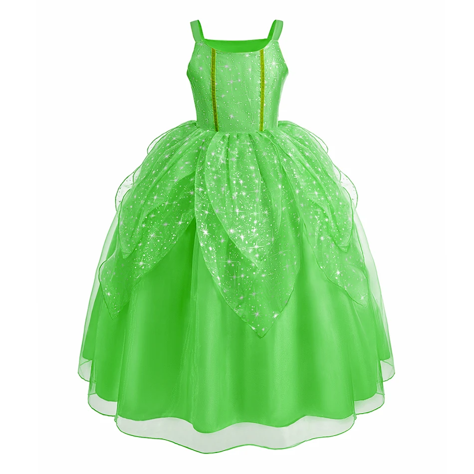 Vestido niña verde princesa con falda de volantes festivos en capas - imagen 3