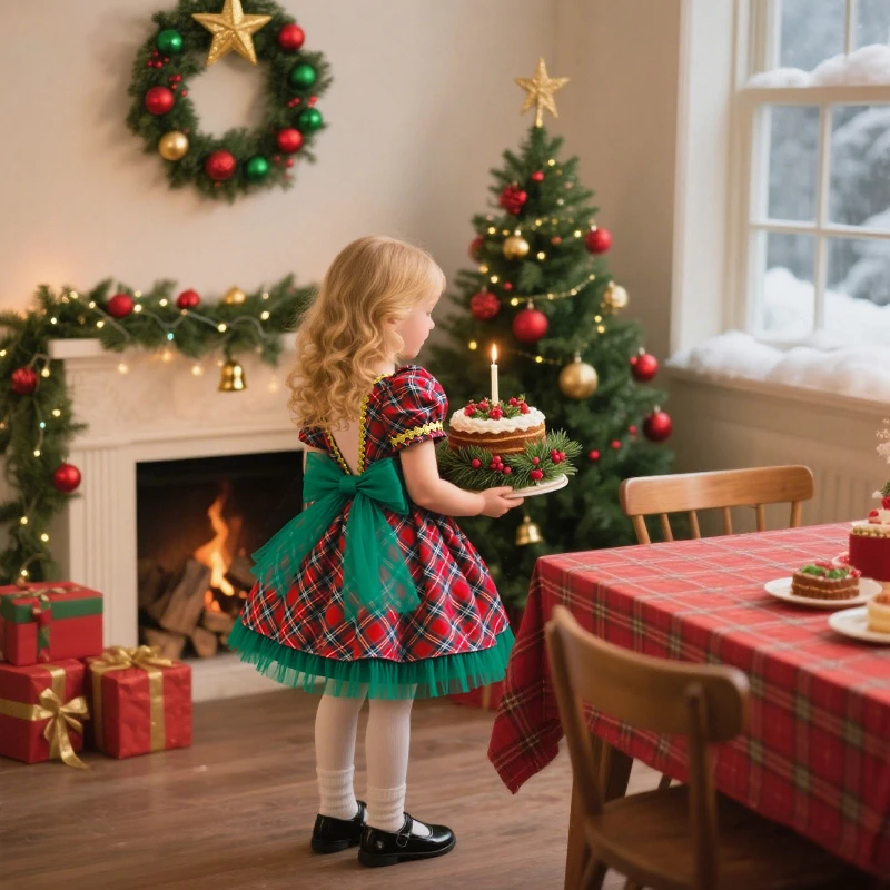 Vestido Navidad niña con lentejuelas y falda de tul - imagen 5