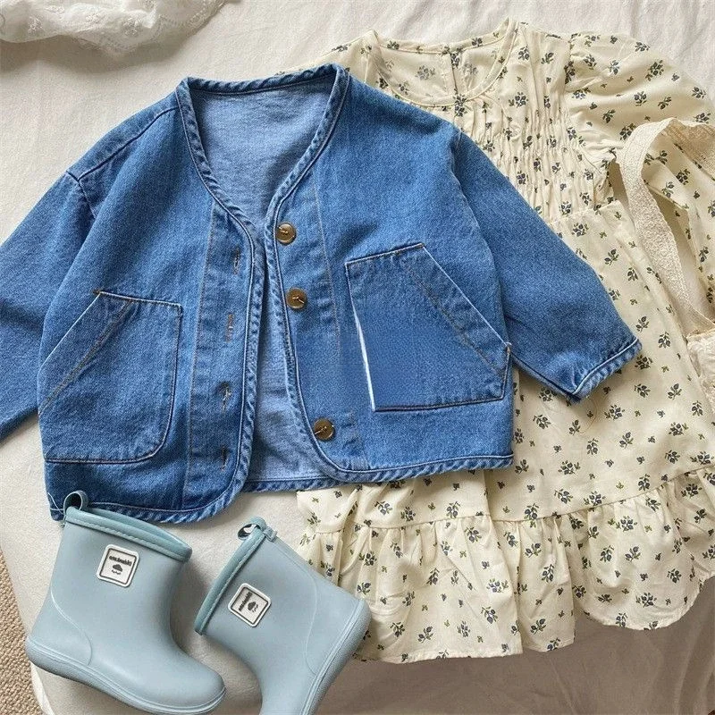 Chaqueta vaquera infantil de primavera con botones y cárdigan - imagen 3
