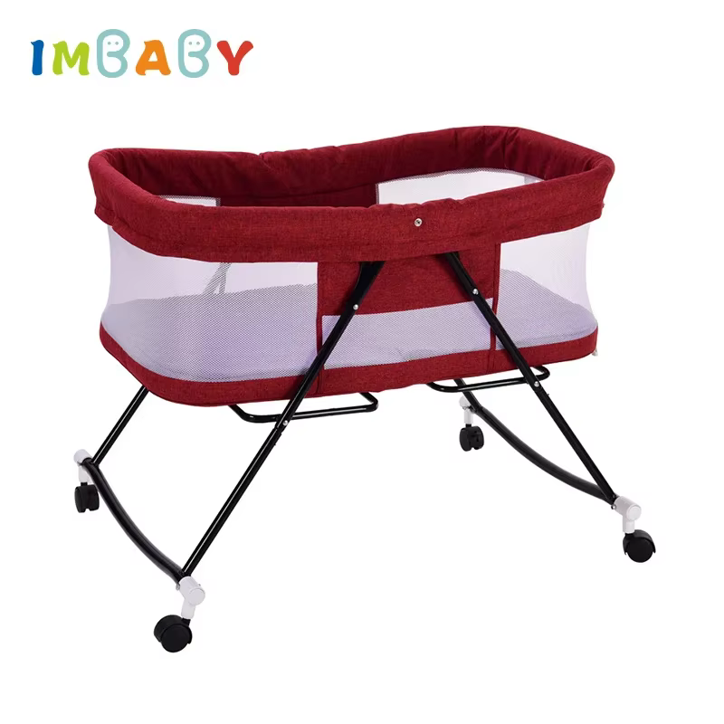 IMBABY Cuna portátil bebé con mosquitera y ruedas plegable - imagen 4