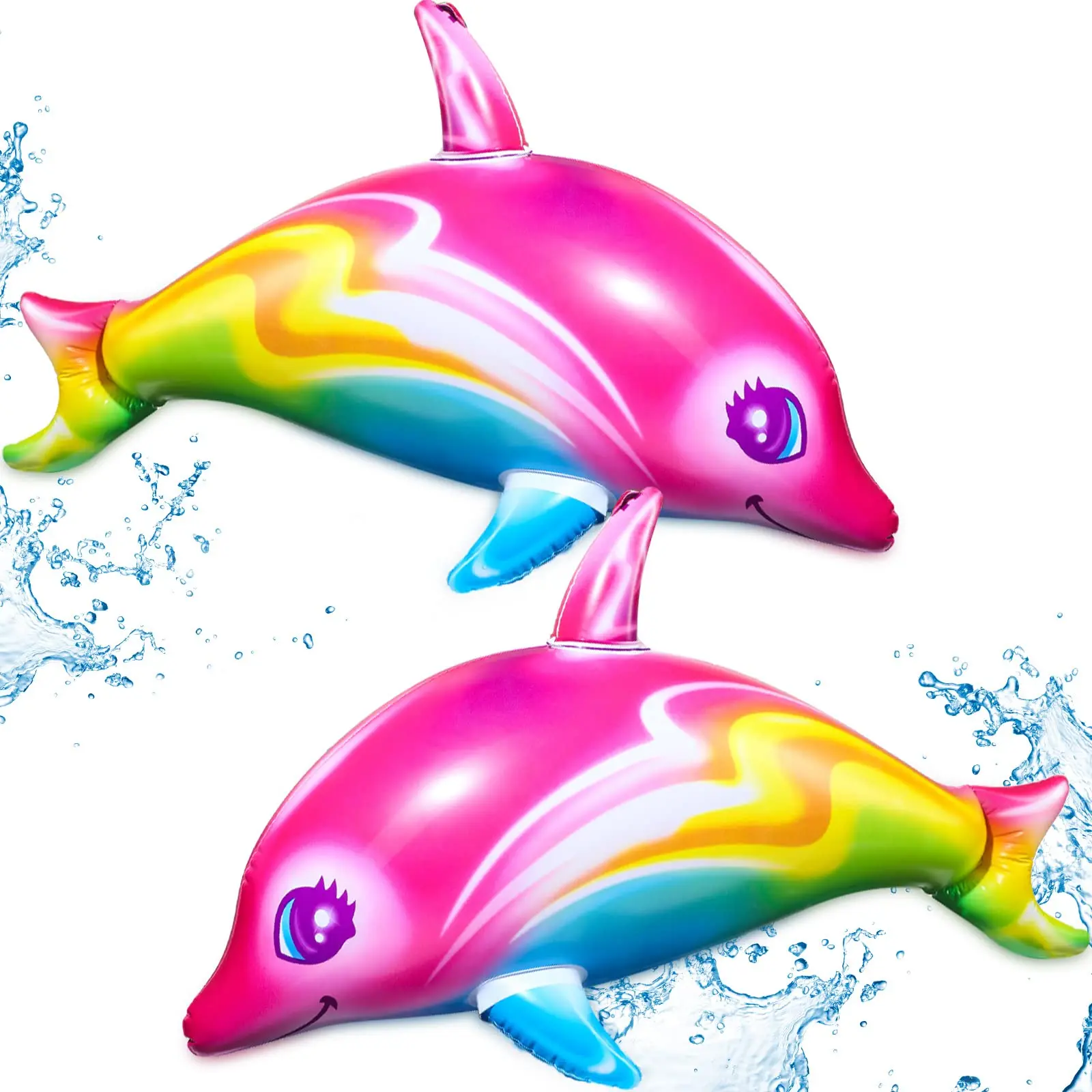 Delfín inflable arcoíris para decoración de fiesta temática océano - imagen 5