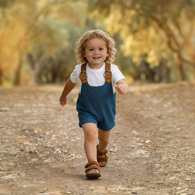 Conjunto de verano tejido para niños con hebilla, camisa y pelele bebé - imagen 4