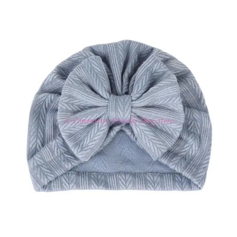 85AE Turbante de bebé con lazo y nudo, gorrito infantil suave