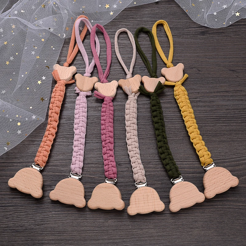 cadena portachupetes de haya y madera mordedor natural para bebé - imagen 2