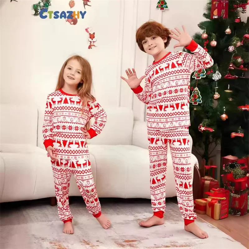 Pijama navideño a juego para niños y familia, cuello redondo - imagen 3