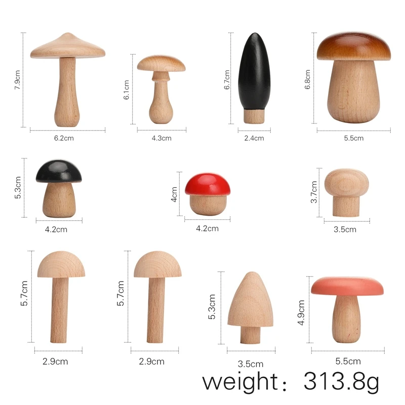 Set de bloques de madera Montessori con formas diversas