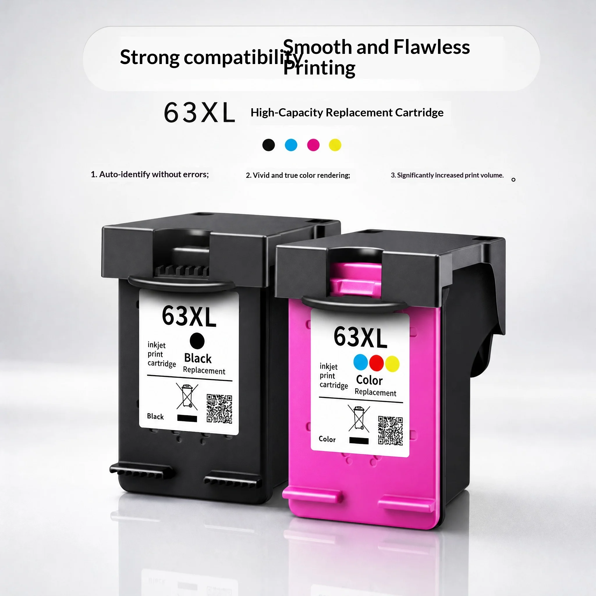 Cartuchos compatibles 63XL para impresora: negro y color - imagen 3
