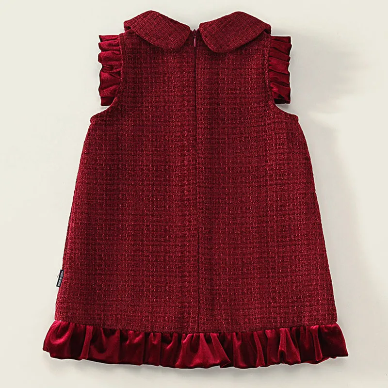 Vestido de Navidad para niña rojo cálido de punto de invierno - imagen 4