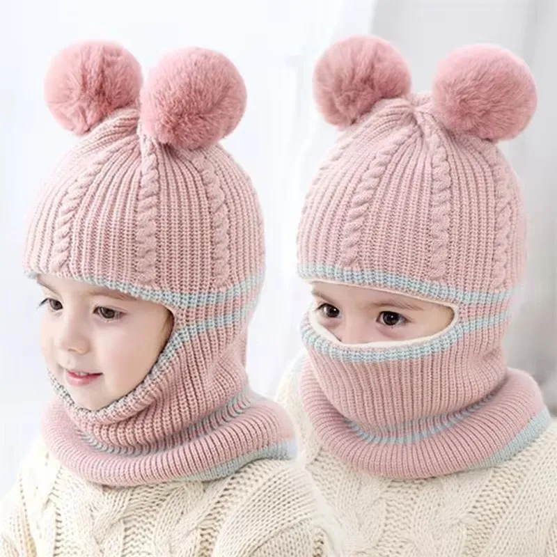 Gorro tejido con orejas de oso para bebés y niños