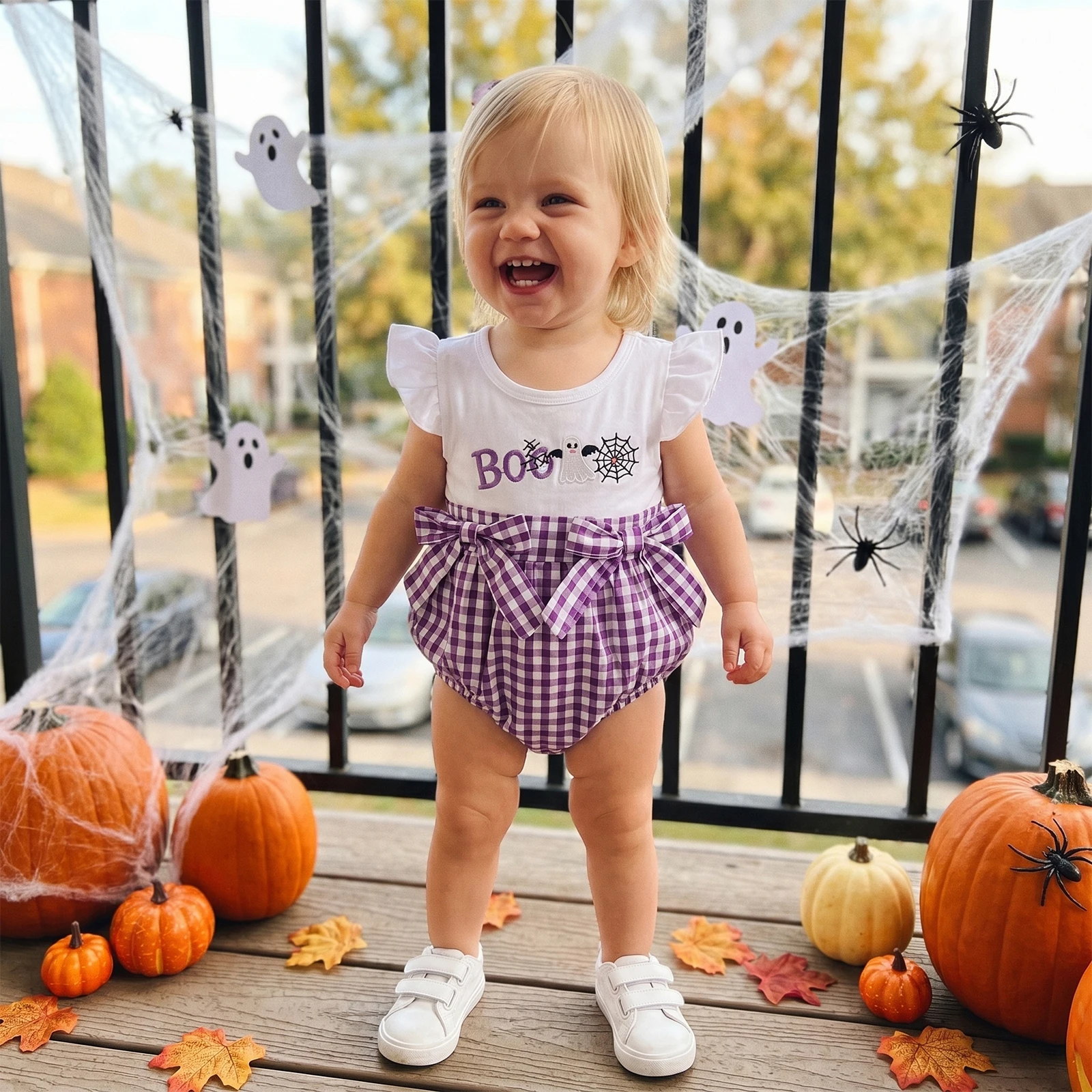 Body de Halloween para bebé niña con lazo y fantasma bordado - imagen 3