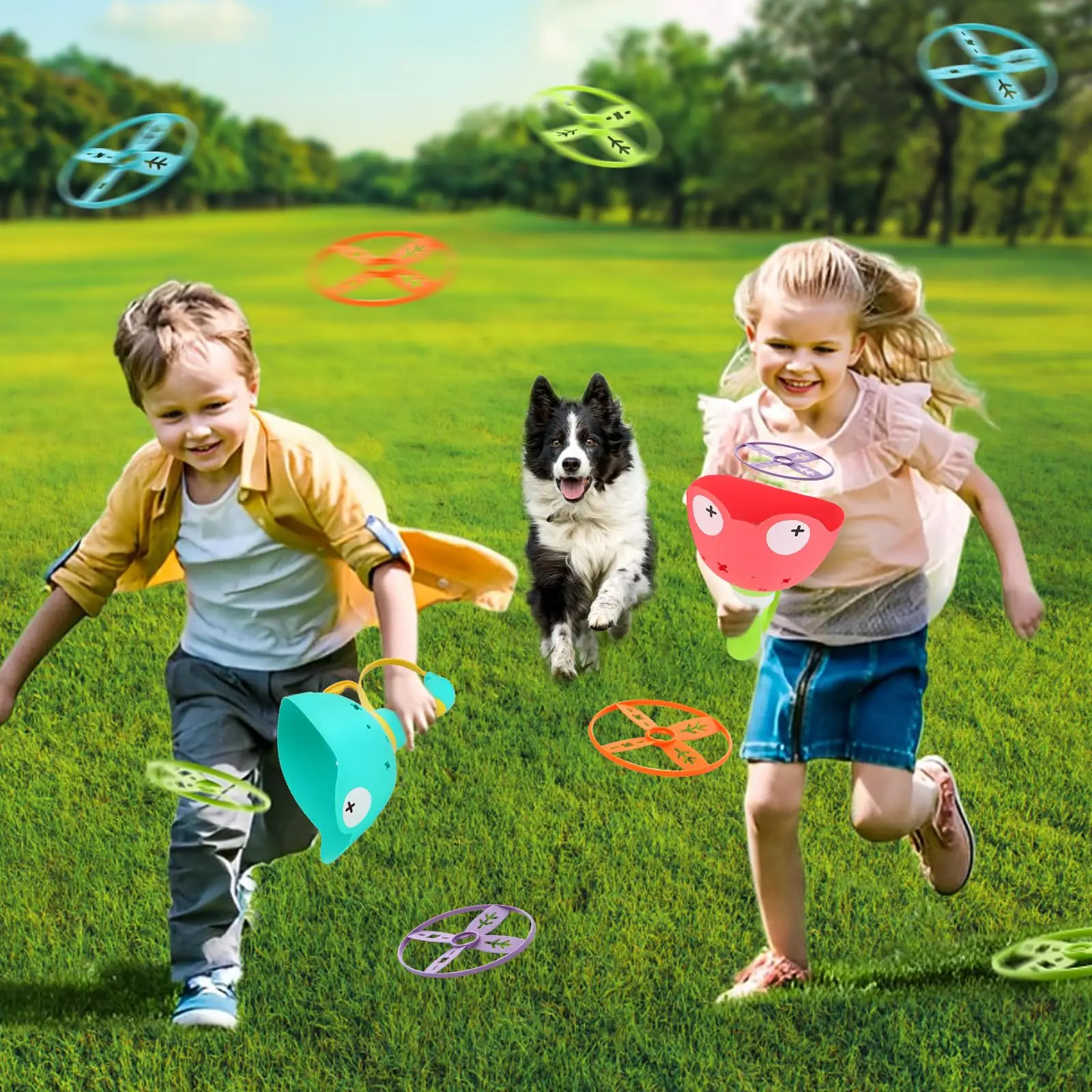 Disco volador lanzador con cuerda para niños, juegos al aire libre - imagen 3