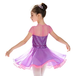 Disfraz de ballet con lentejuelas para niña: leotardo de volantes