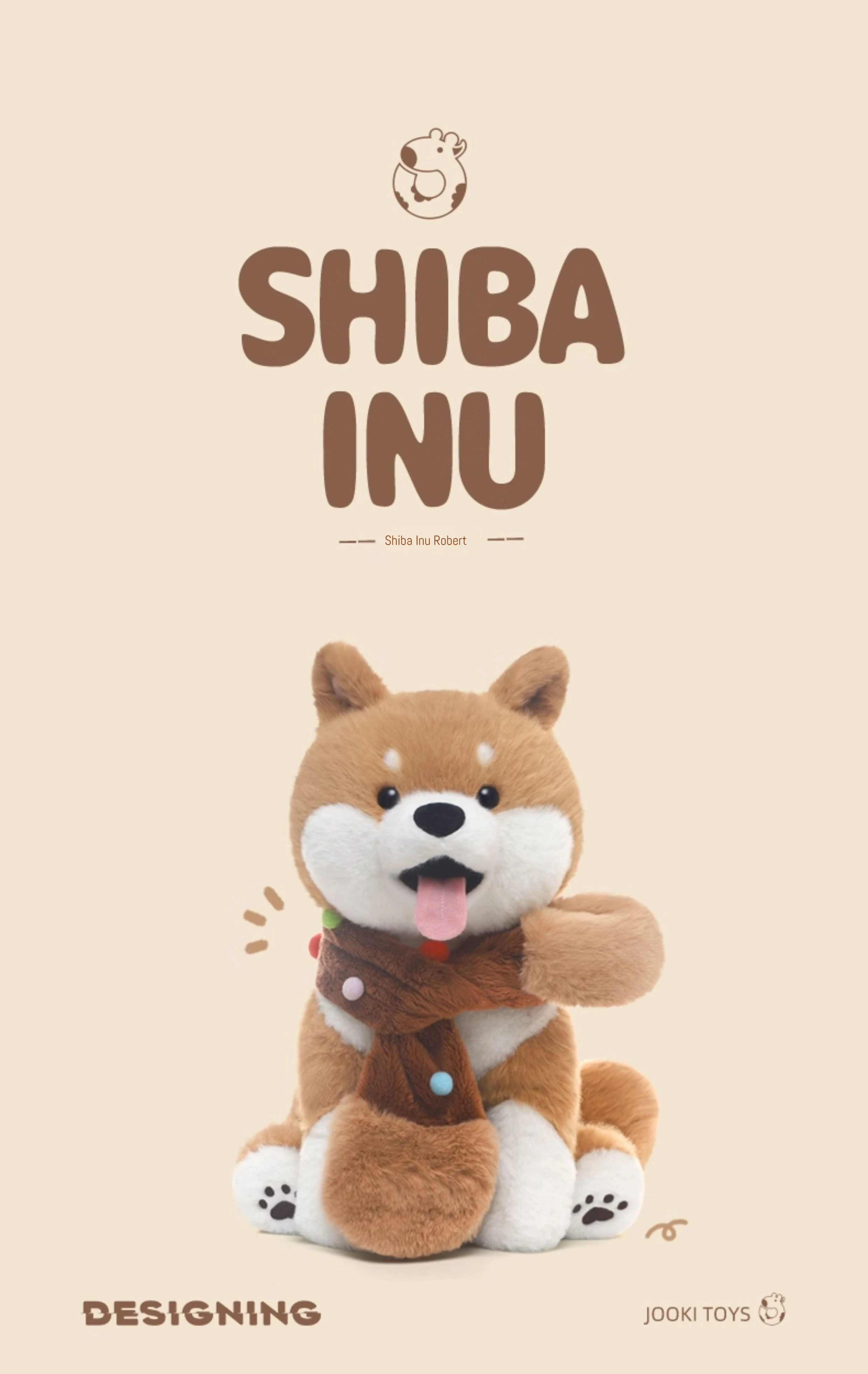 Shiba Inu de peluche acostado en una cama