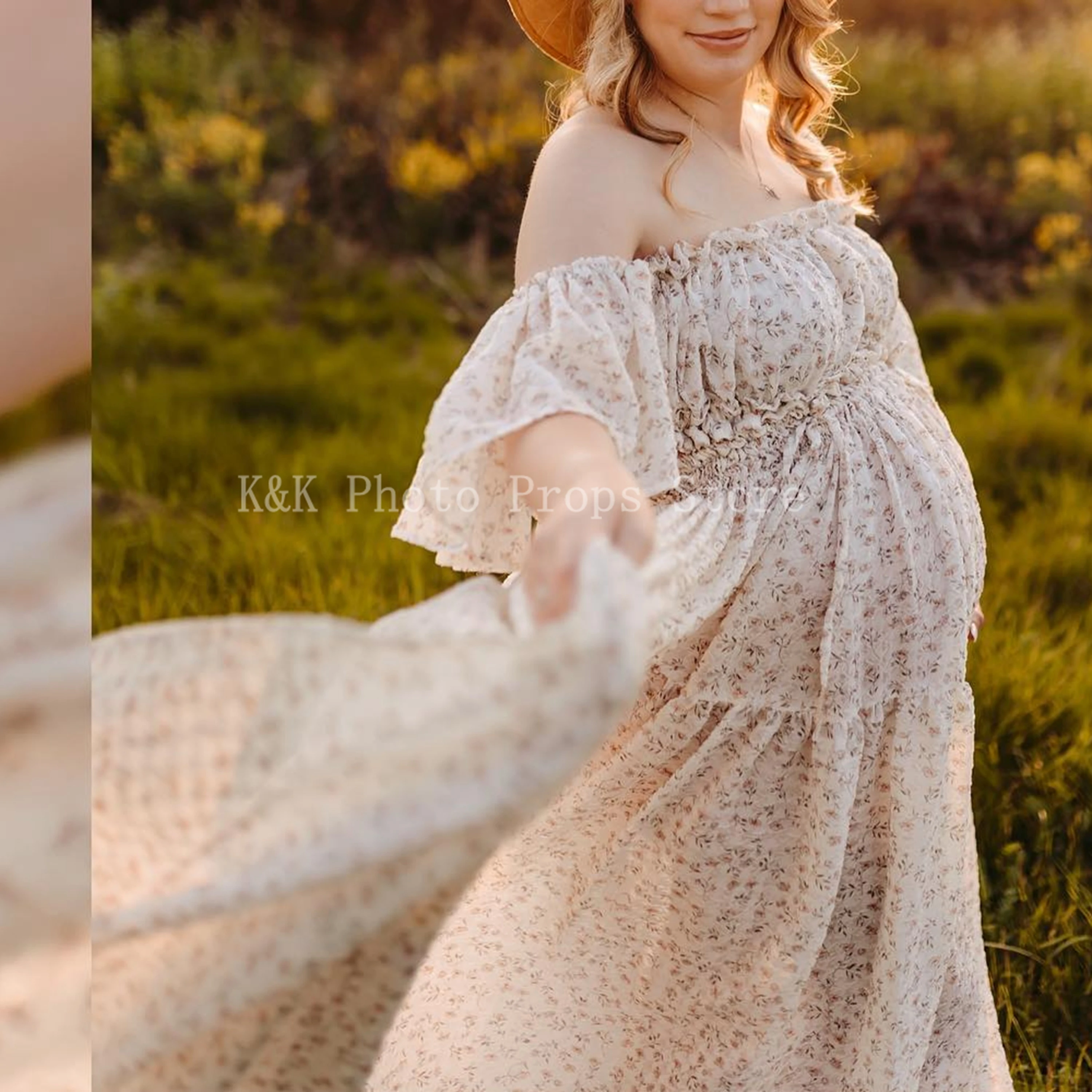 Vestido de maternidad bohemio para fotos – blusa de manga larga - imagen 2