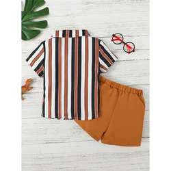 Conjunto escolar niño 4-7 años: camisa rayas + pantalón corto