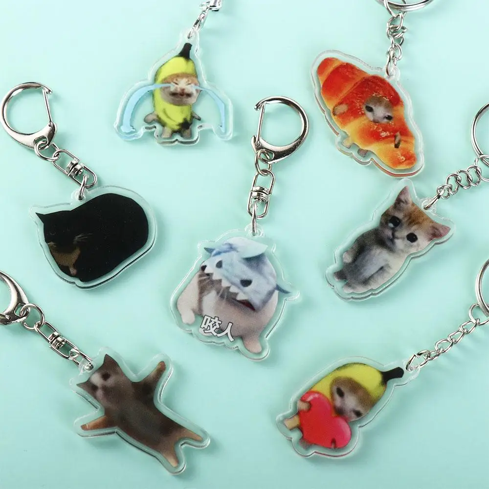 Llavero Banana Cat de gato plátano para mochila y bolso - imagen 3