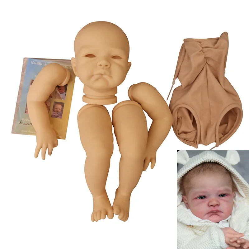 Muñeca reborn NPK August Awake sin pintar, cuerpo de tela - imagen 3