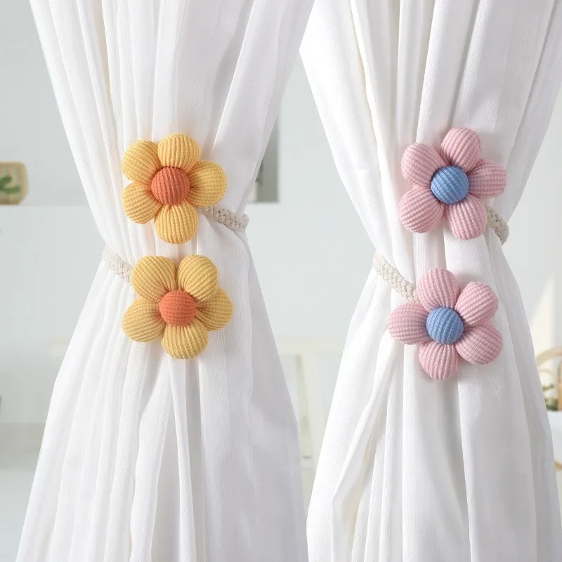 Alzapaños de cortina con flores para habitación infantil sin taladrar - imagen 5