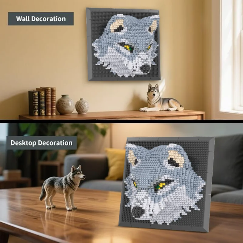 Bloques de construcción 3D con lobo: mural estereoscópico - imagen 4