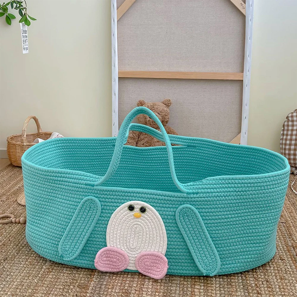 Cesta moisés algodón con cambiador portátil diseño pingüino