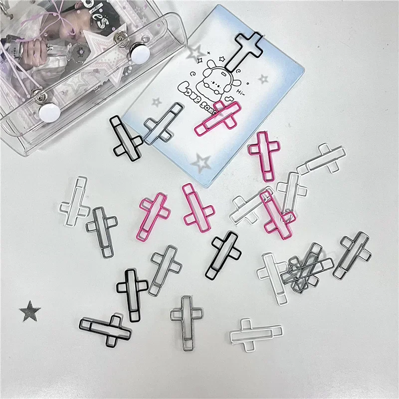 Clips de papel con cruz bicolor estilo Y2K para notas y tarjetas - imagen 4