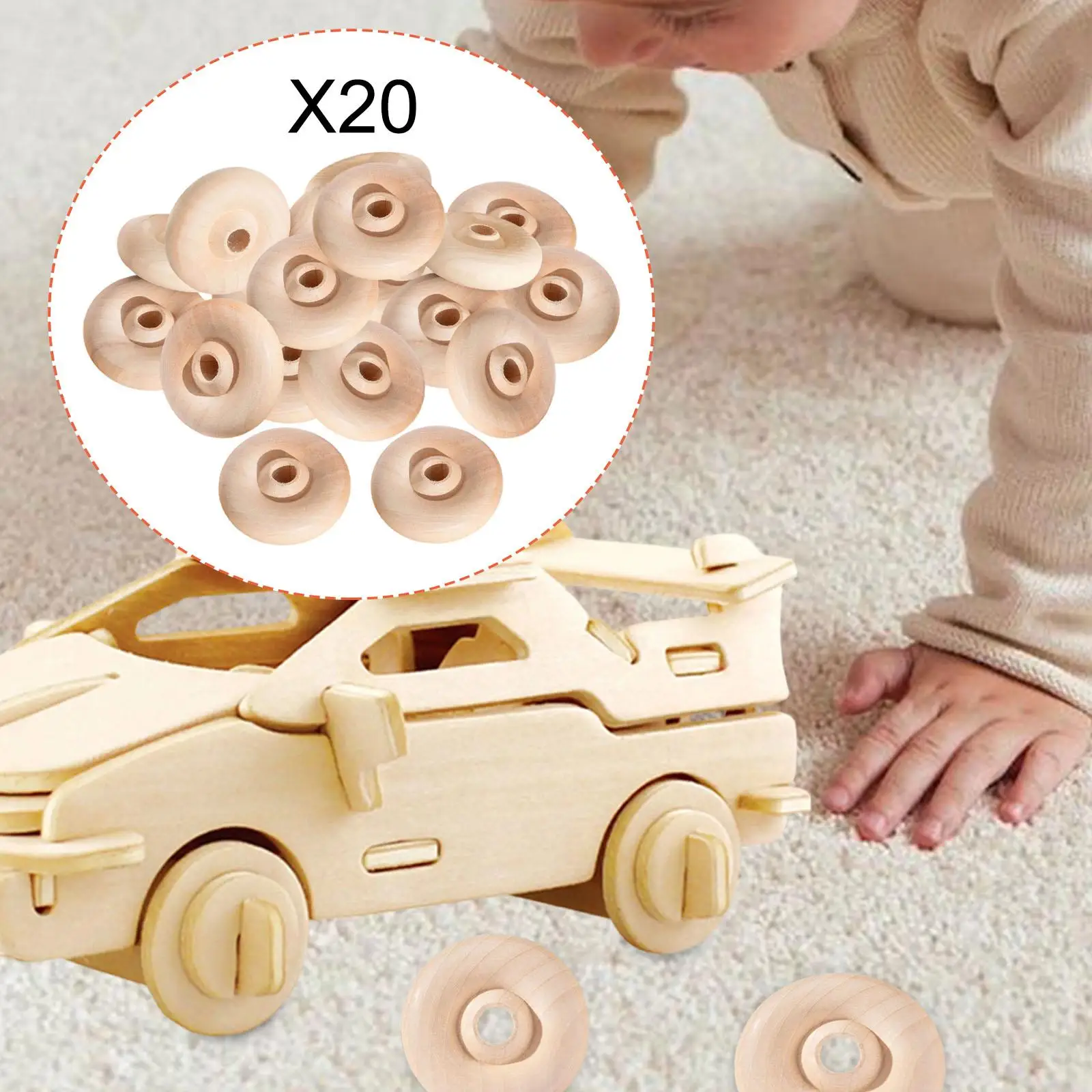Ruedas de madera para coches infantiles en manualidades - imagen 4