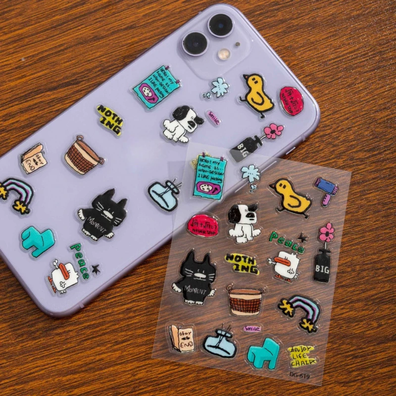 Pegatinas decorativas de perrito pintadas a mano estilo INS
